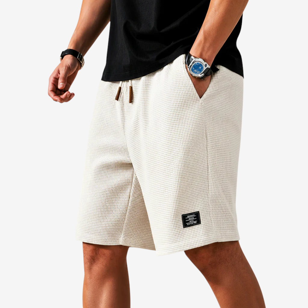Calções de verão para homem com cintura elástica e cordão de ajuste