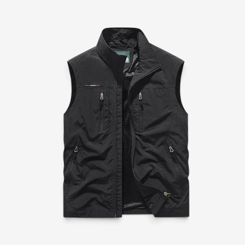 Gilet cargo leggero da uomo con numerose tasche con cerniera