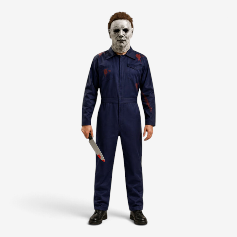 Kostým Michaela Myersa na Halloween od MaskForge – s maskou a atrapou noža