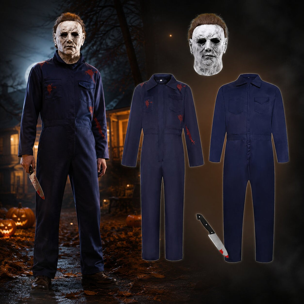 Kostým Michaela Myersa na Halloween od MaskForge – s maskou a atrapou noža