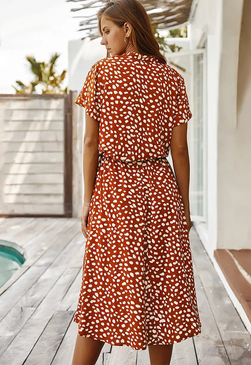 Clara - Flowing Midi Dress with Adjustable Waist