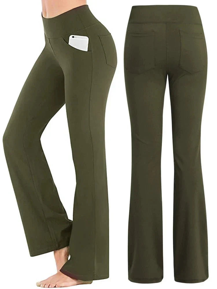 Zoe - Pantaloni de yoga evazați cu talie înaltă și buzunare funcționale