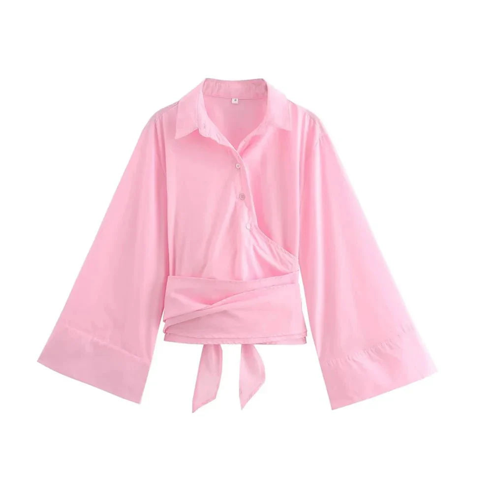 Elena - Elegante camicia avvolgente con maniche a campana