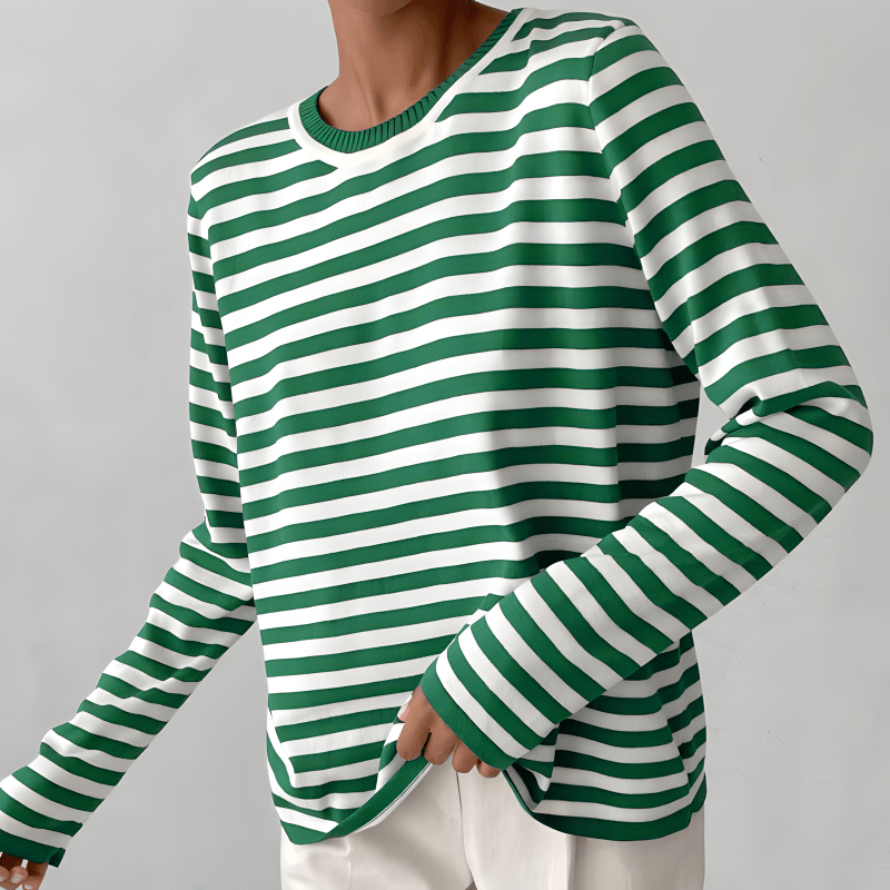 Naina - Maglione a righe con maniche lunghe, vestibilità rilassata e classico scollo rotondo