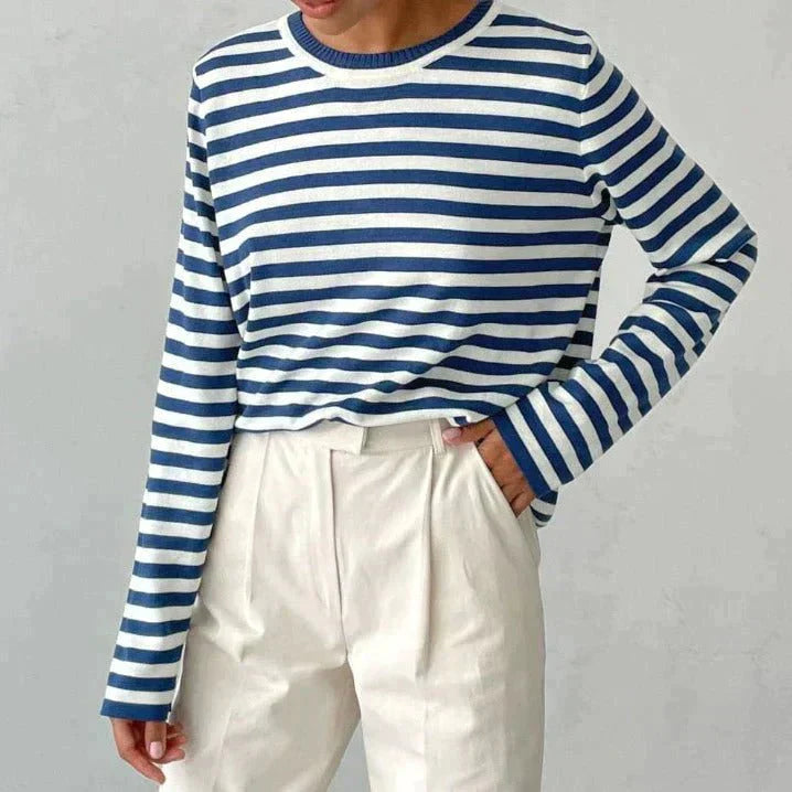 Naina - Maglione a righe con maniche lunghe, vestibilità rilassata e classico scollo rotondo