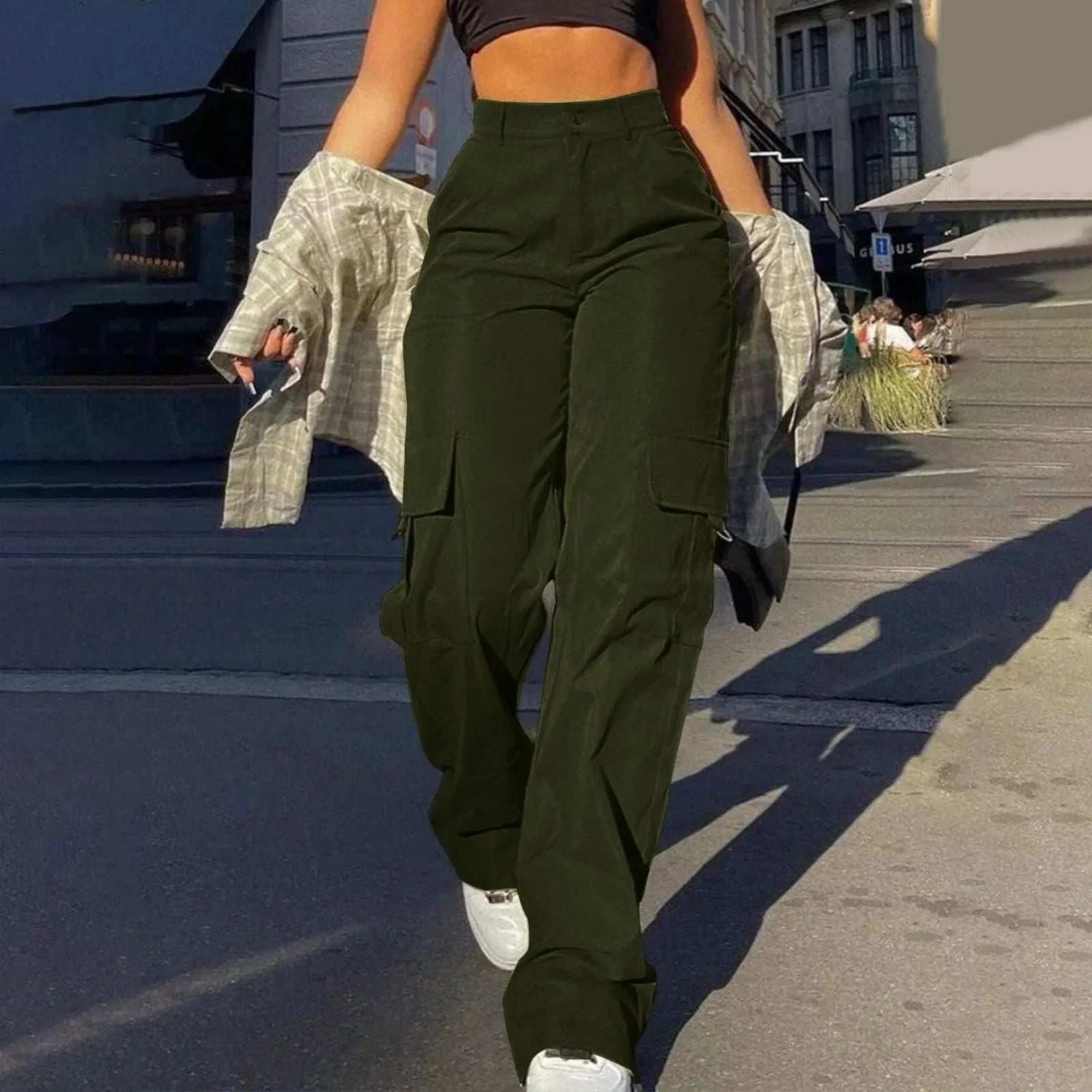 Evelyn - Pantalon large élégant avec taille haute et devant plissé