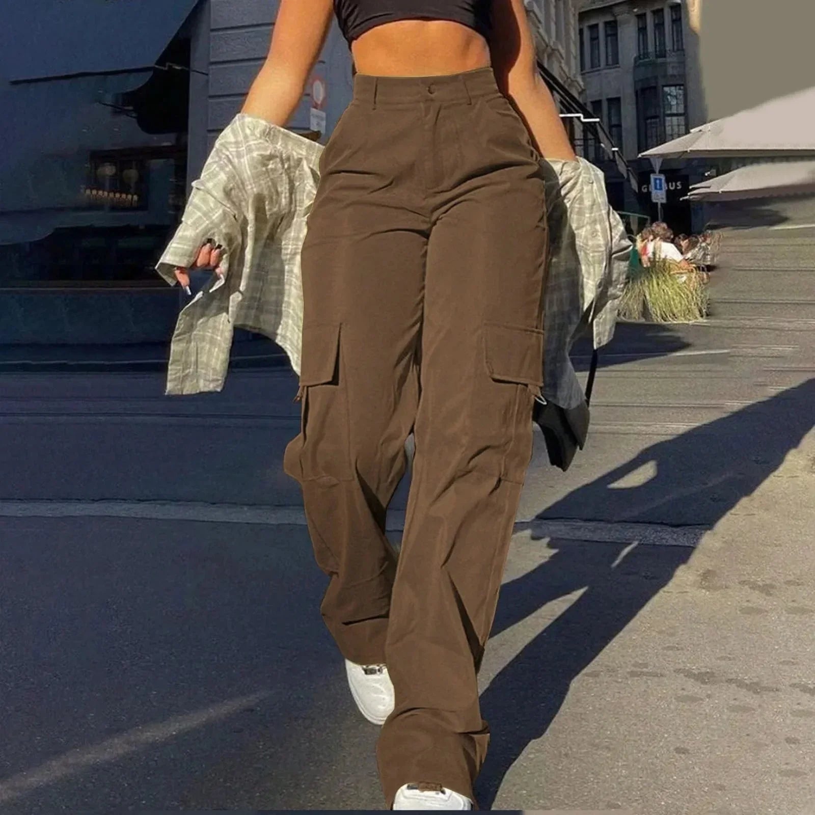 Evelyn - Pantalon large élégant avec taille haute et devant plissé