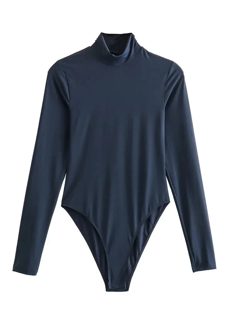 Selena - Slim bodysuit with long sleeves and high neckline