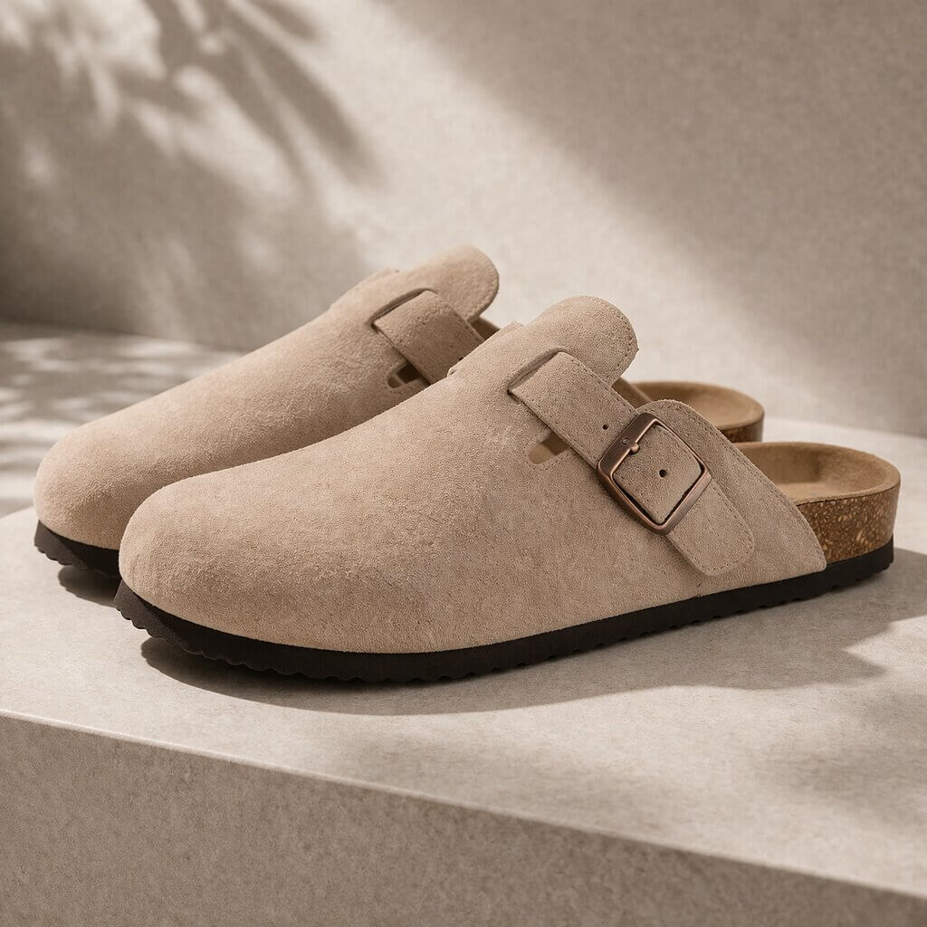 CorkStep - Suede Clogs With Adjustable Buckle