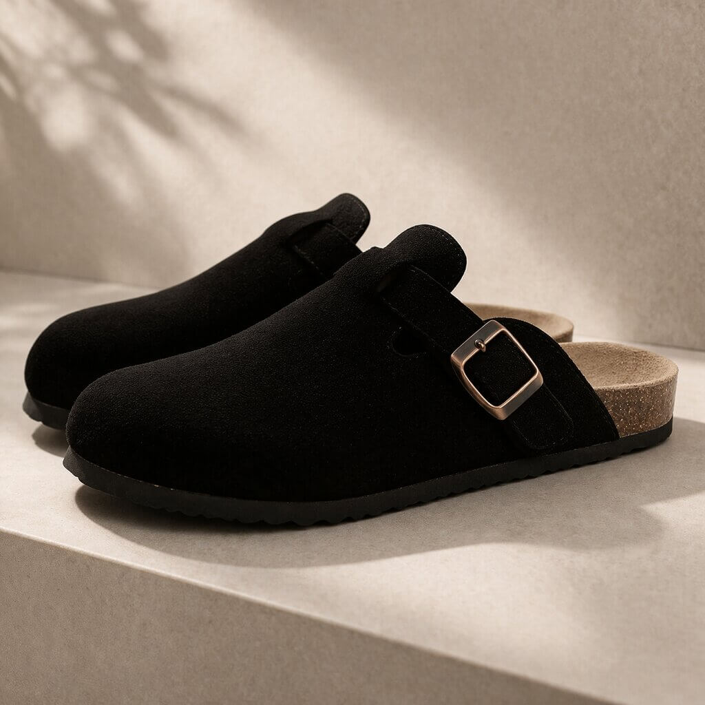 CorkStep - Suede Clogs With Adjustable Buckle
