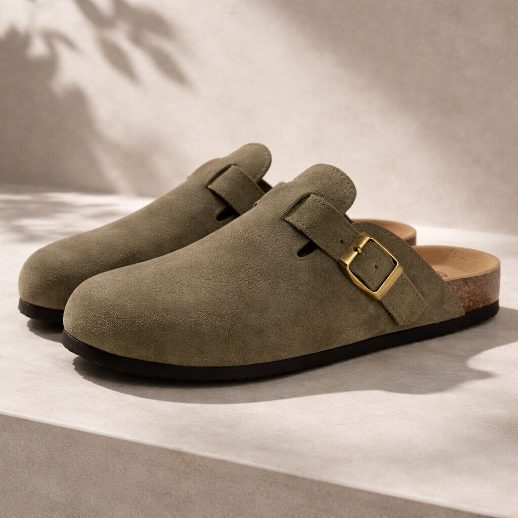 CorkStep - Suede Clogs With Adjustable Buckle