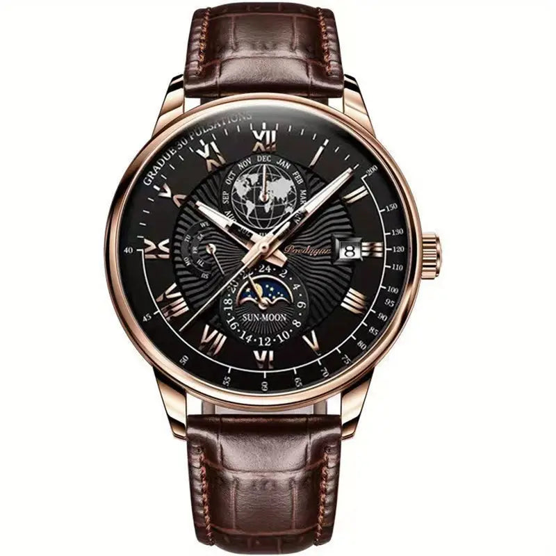 Elliot - Mechanical moon phase watch with sapphire crystal and luminous hands