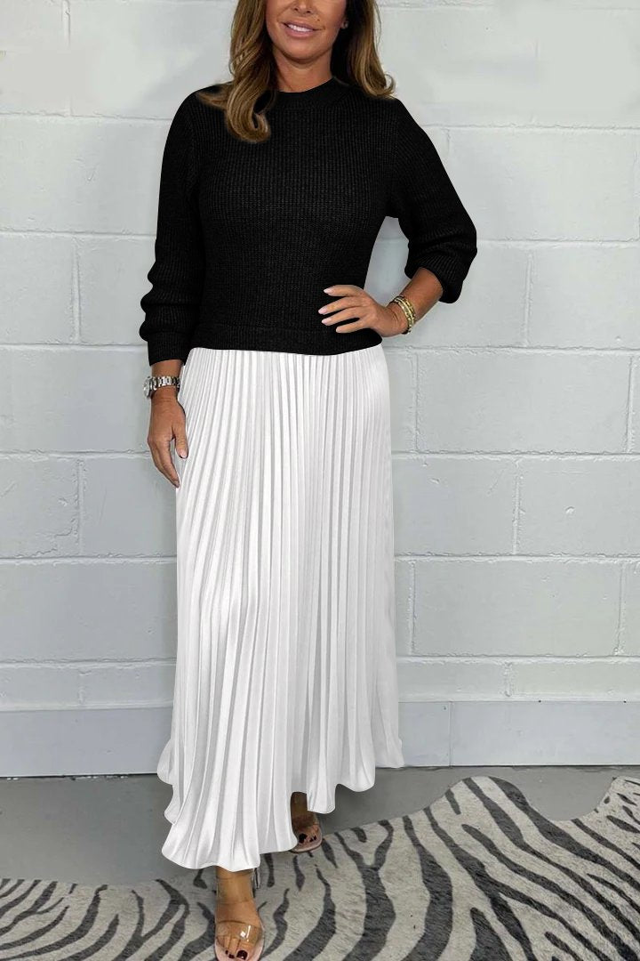 Anabel - Maglione a maniche lunghe con gonna a pieghe che unisce comfort e stile