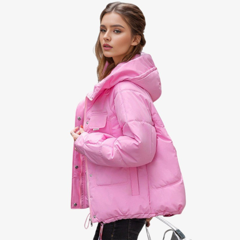 Hoodpuff - Piumino da donna con cappuccio e fondo regolabile