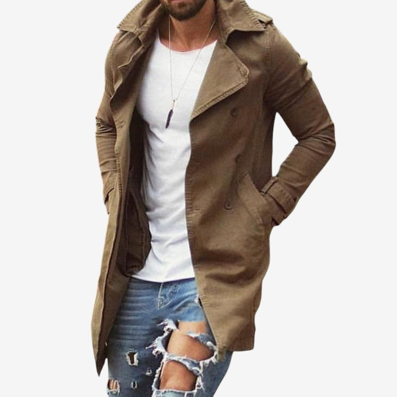 Joseph - Long Sleeve Full-Length Coat with Button Closure and Multiple Side Pockets