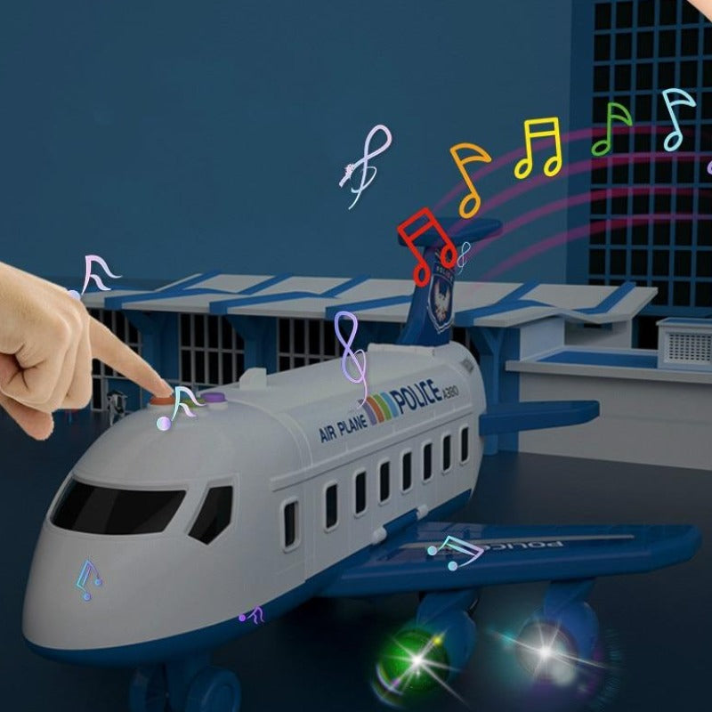 Playen – set de joacă cu avion, 6 vehicule de construcții miniaturale și 13 accesorii