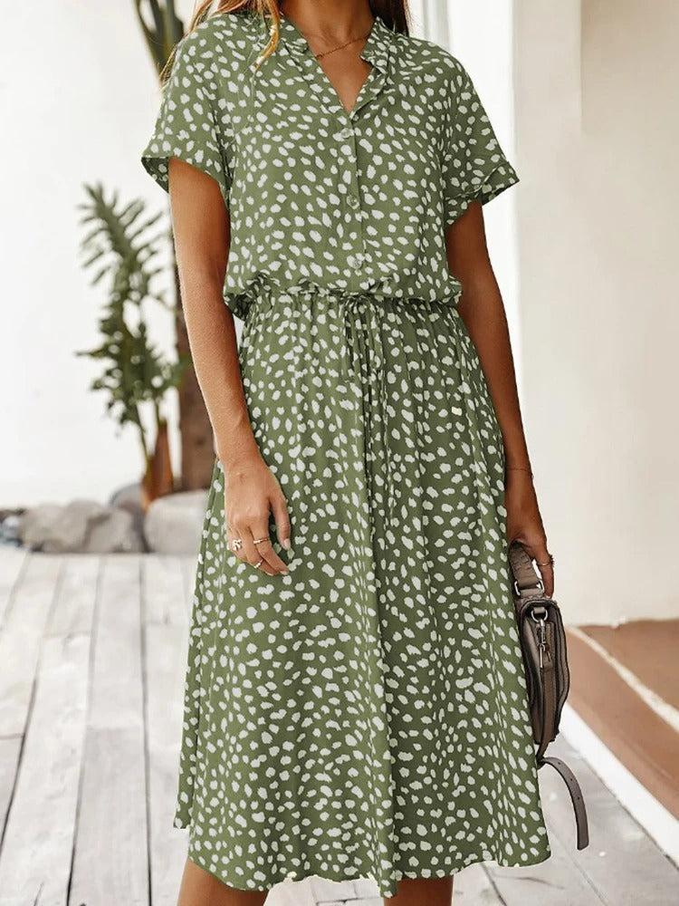 Clara - Flowing Midi Dress with Adjustable Waist