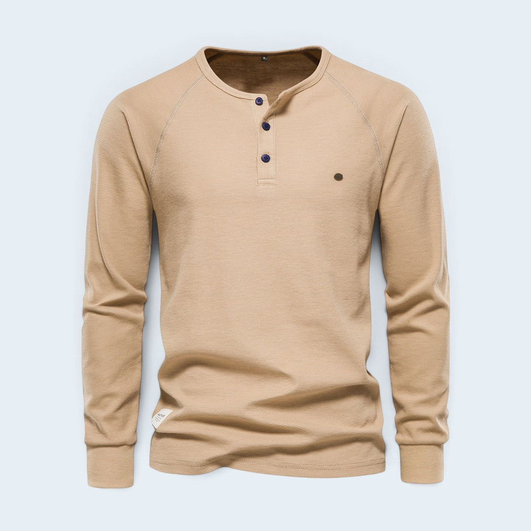 Rafael - Camisa Henley de mangas compridas para homem
