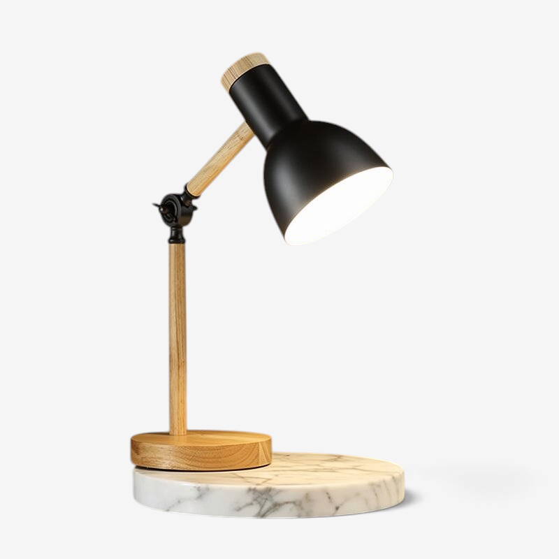 PivotLuma - Lámpara de escritorio de madera con cabezal ajustable