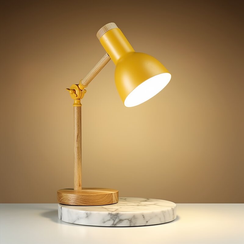 PivotLuma - Lámpara de escritorio de madera con cabezal ajustable