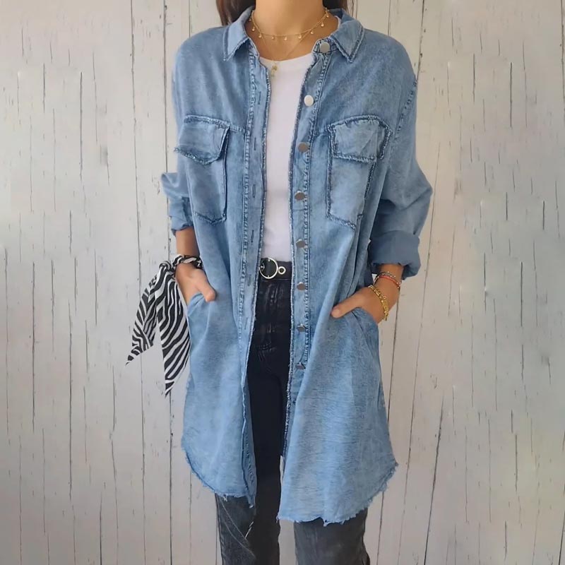 ComfortLapel - Chemise confortable en faux denim à revers