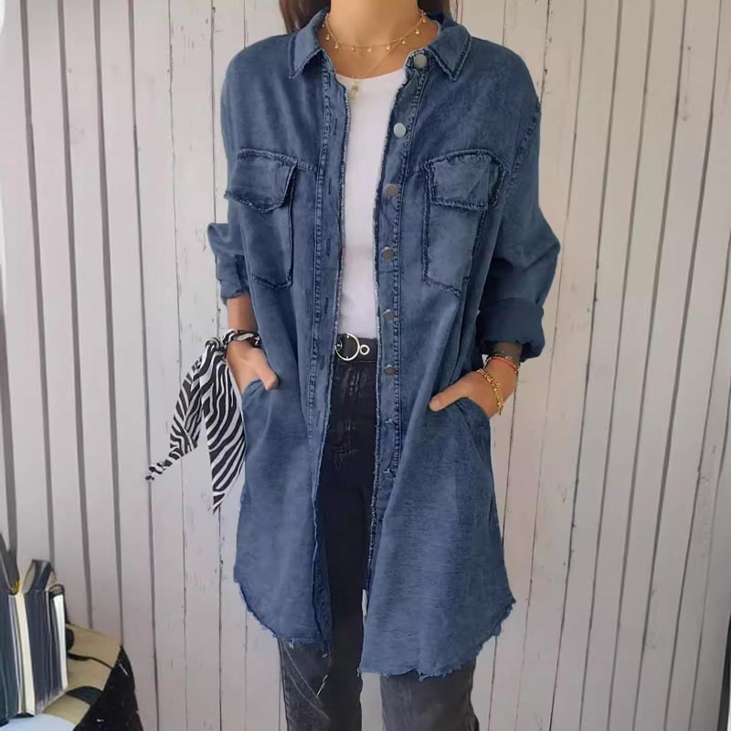 ComfortLapel - Chemise confortable en faux denim à revers