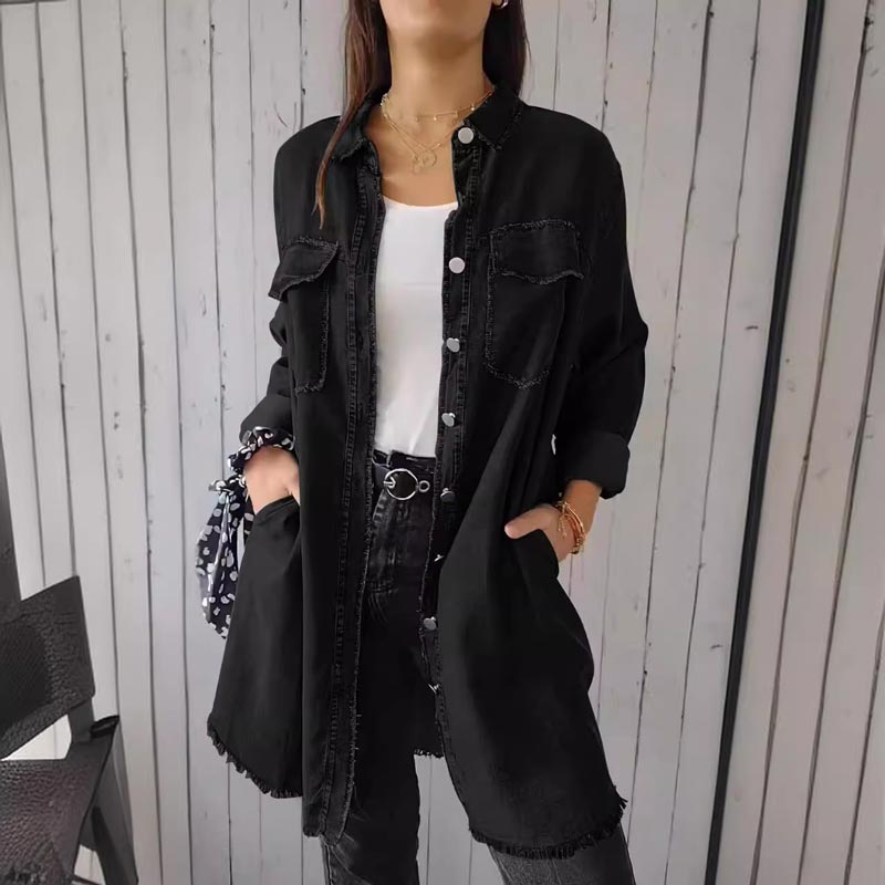 ComfortLapel - Chemise confortable en faux denim à revers