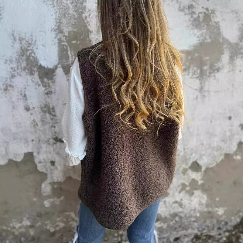 Leora - Gilet sans manches raffiné avec poches fonctionnelles