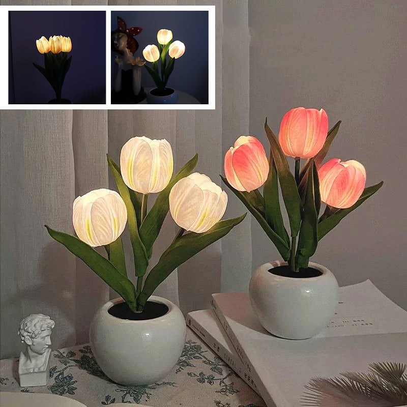 Tulipora - Lámpara de mesa con diseño de tulipán e iluminación LED