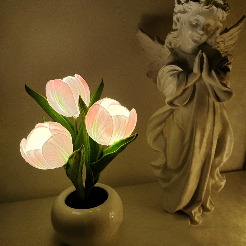 Tulipora - Lámpara de mesa con diseño de tulipán e iluminación LED