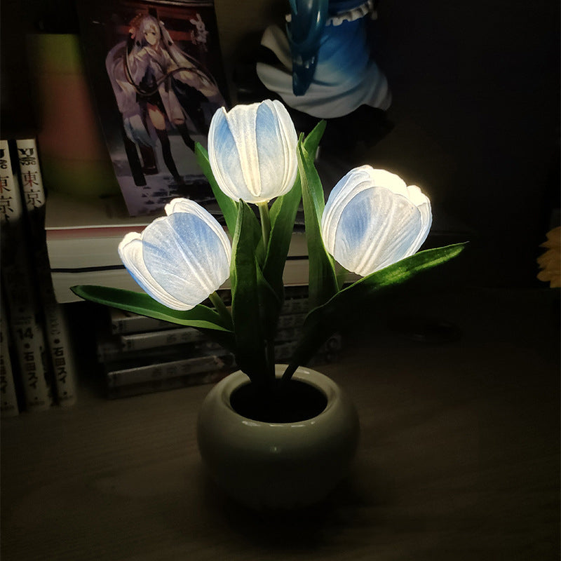 Tulipora - Lámpara de mesa con diseño de tulipán e iluminación LED