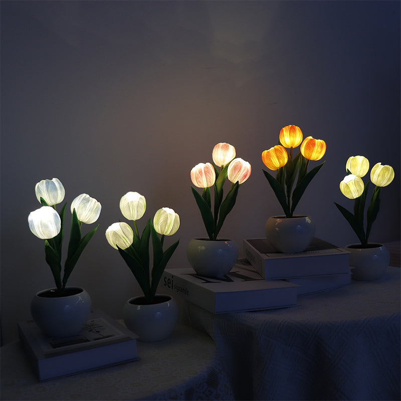 Tulipora - Lámpara de mesa con diseño de tulipán e iluminación LED