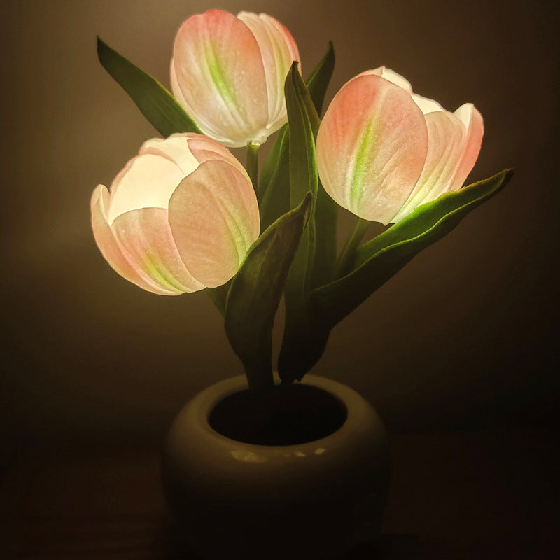 Tulipora - Lámpara de mesa con diseño de tulipán e iluminación LED