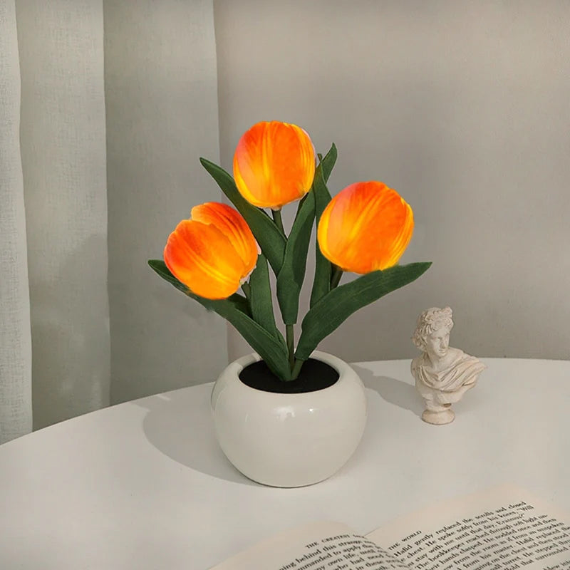 Tulipora - Lámpara de mesa con diseño de tulipán e iluminación LED