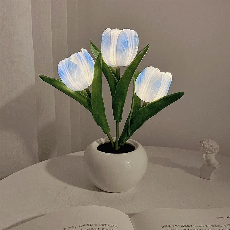Tulipora - Lámpara de mesa con diseño de tulipán e iluminación LED