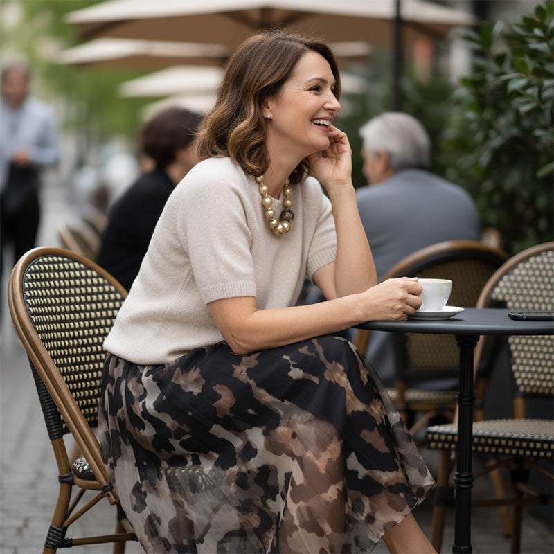 LeopardKnit – Ensemble deux pièces avec haut en maille et jupe à imprimé léopard