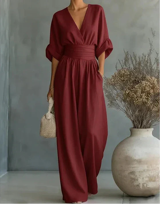 Elegant Women's Jumpsuit with V-Neck