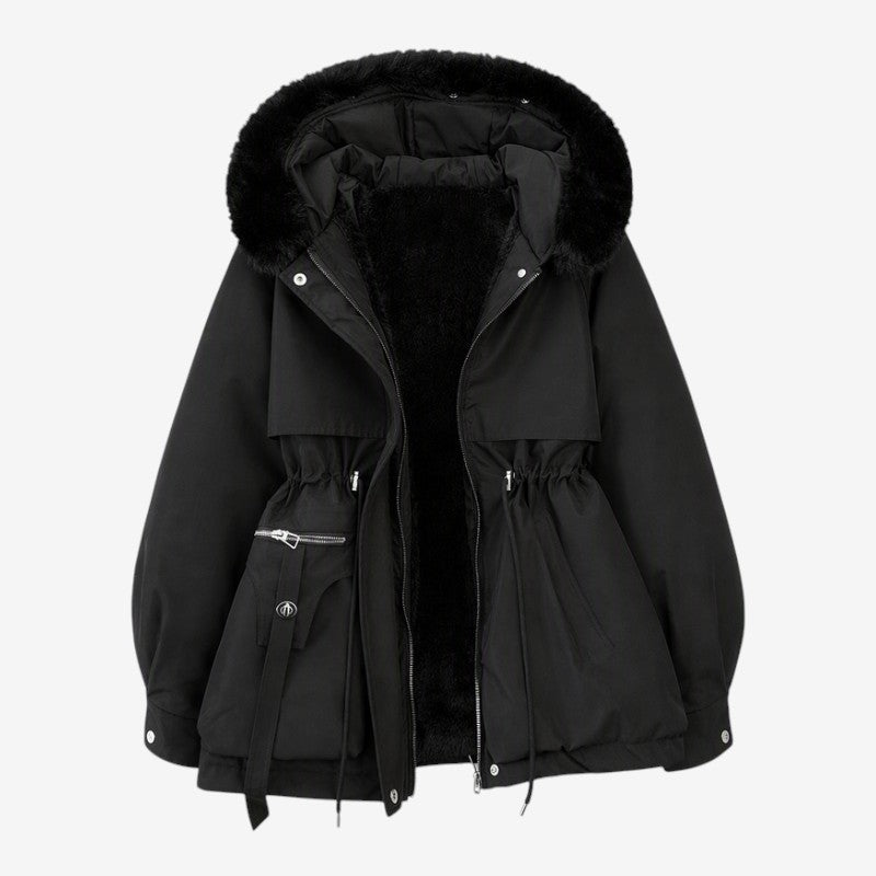 MidQuilt - Women's Quilted Parka With Faux Fur Hood