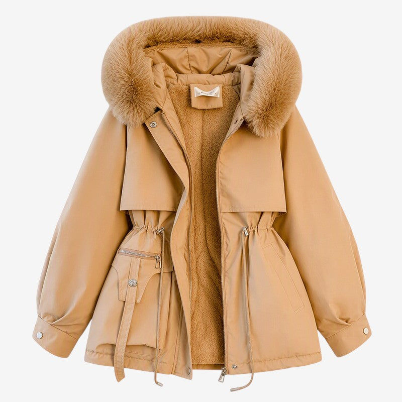 MidQuilt - Women's Quilted Parka With Faux Fur Hood