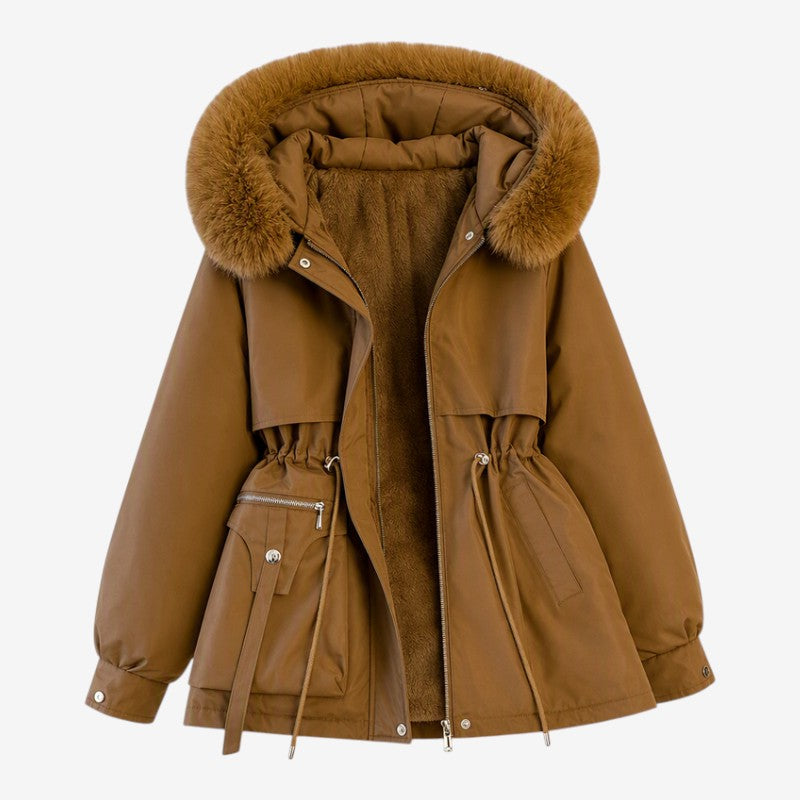 MidQuilt - Women's Quilted Parka With Faux Fur Hood