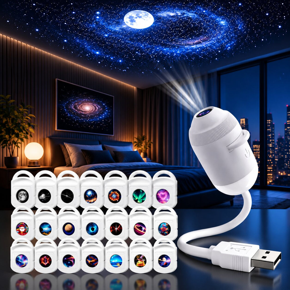 Starfolio - Proyector de cielo estrellado con discos intercambiables