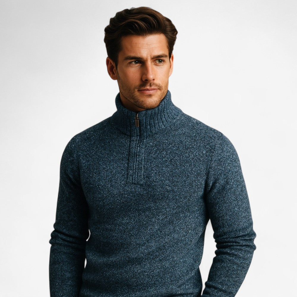 Lucas – Half-Zip Sweater with Ribbed Details