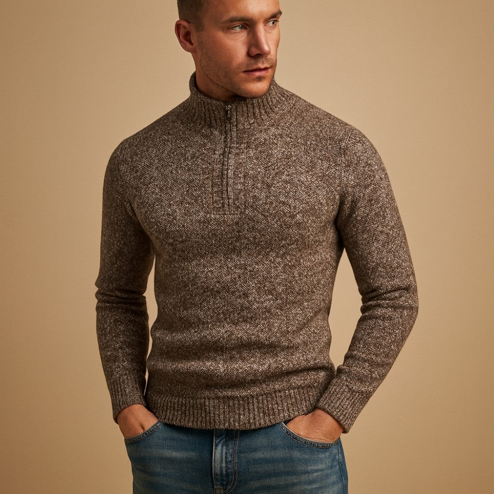 Lucas – Half-Zip Sweater with Ribbed Details