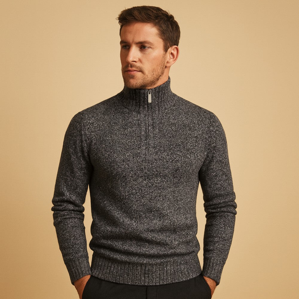 Lucas – Half-Zip Sweater with Ribbed Details