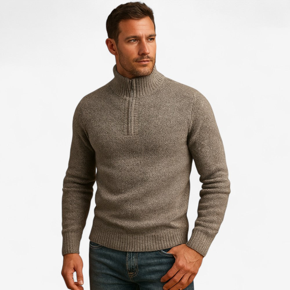 Lucas – Half-Zip Sweater with Ribbed Details