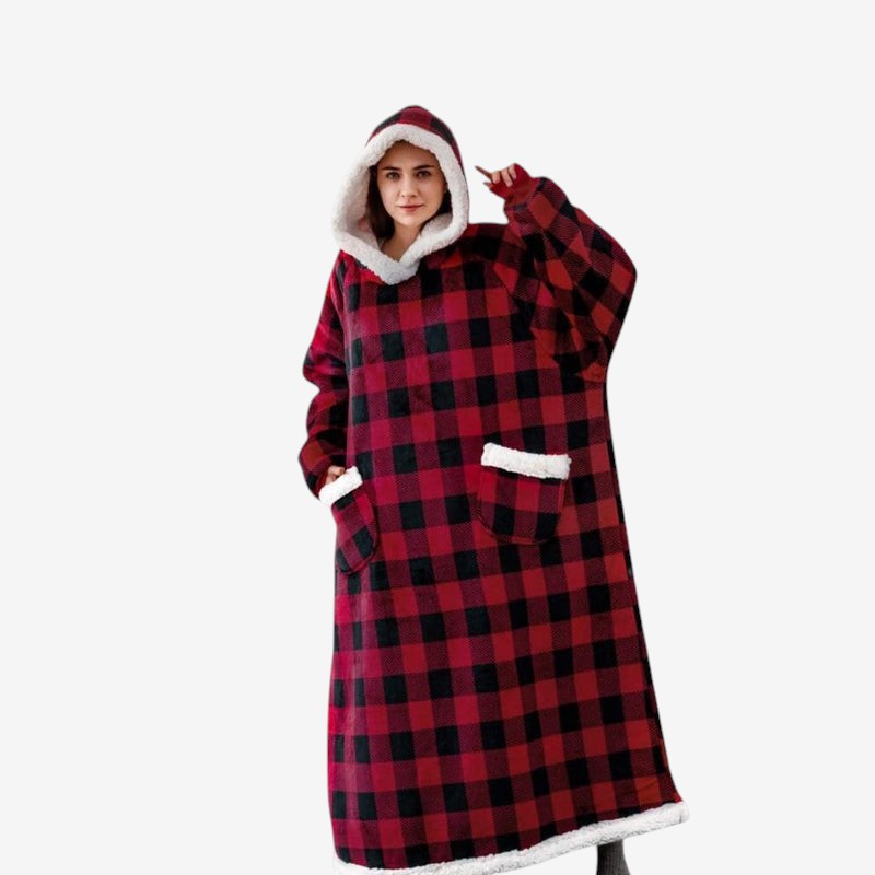 WarmWeave - Plaid Hoodie With Sherpa Lining And Reversible Design