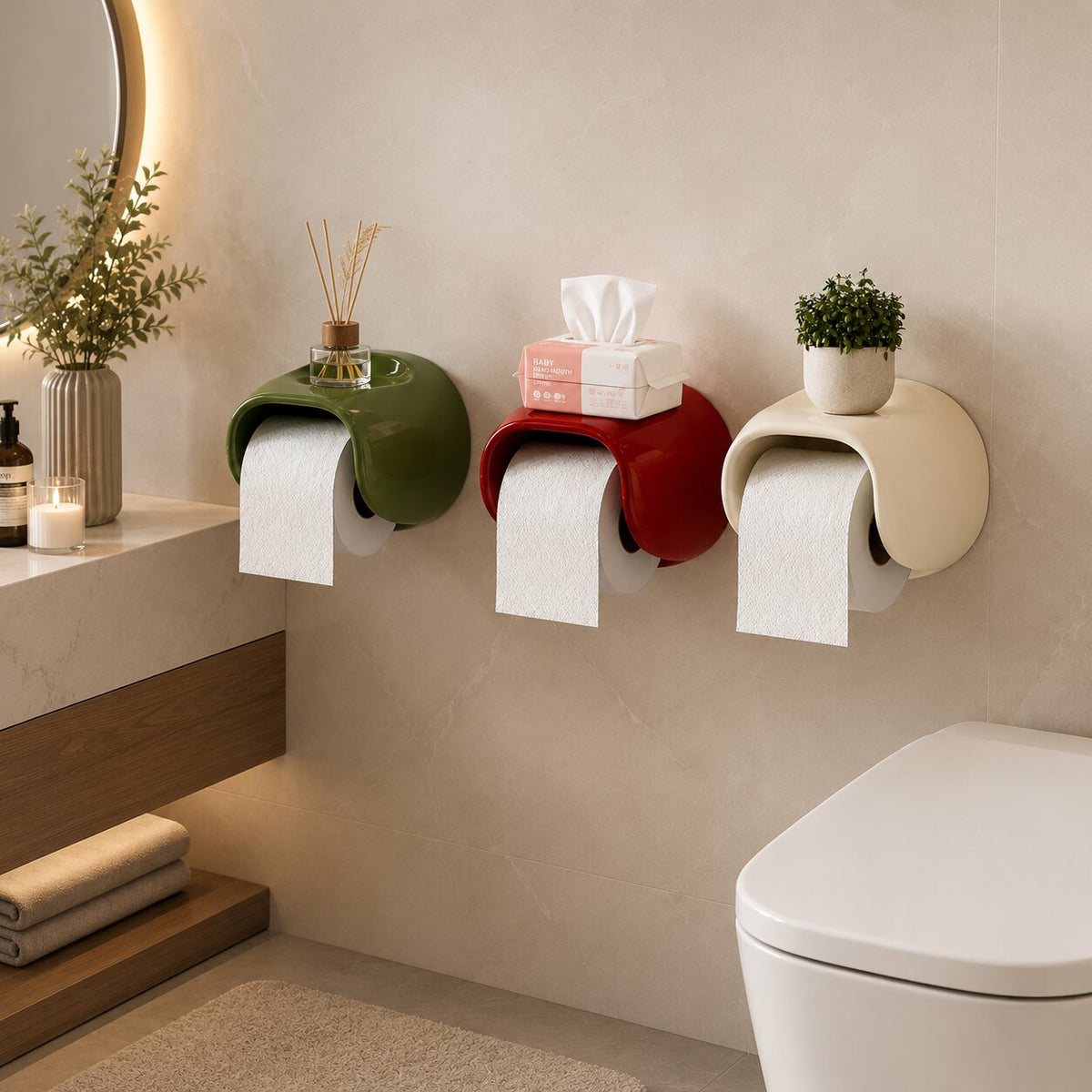 Suporte de papel higiénico de parede Rollledge com prateleira integrada