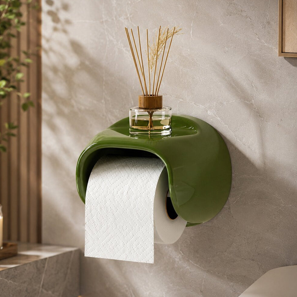 Suporte de papel higiénico de parede Rollledge com prateleira integrada