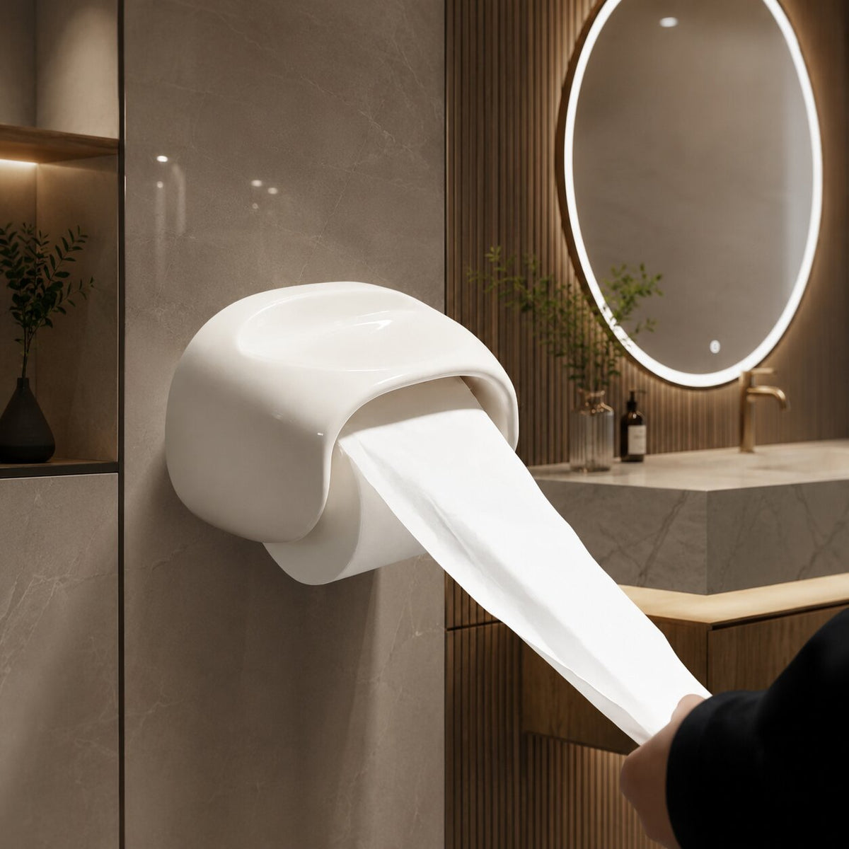 Suporte de papel higiénico de parede Rollledge com prateleira integrada
