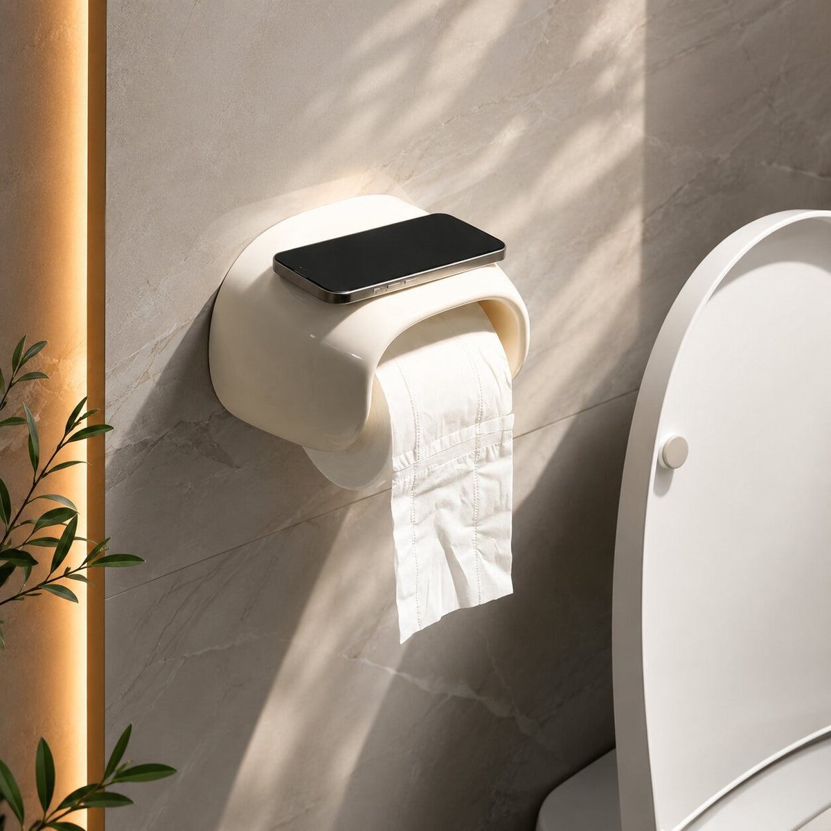 Suporte de papel higiénico de parede Rollledge com prateleira integrada